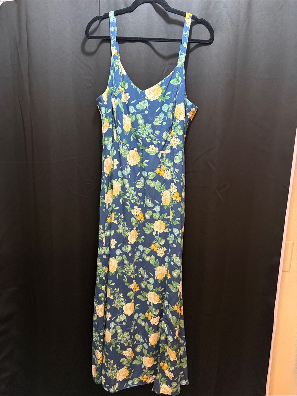 Old Navy - Navy Floral Maxi Dress with Yellow Roses